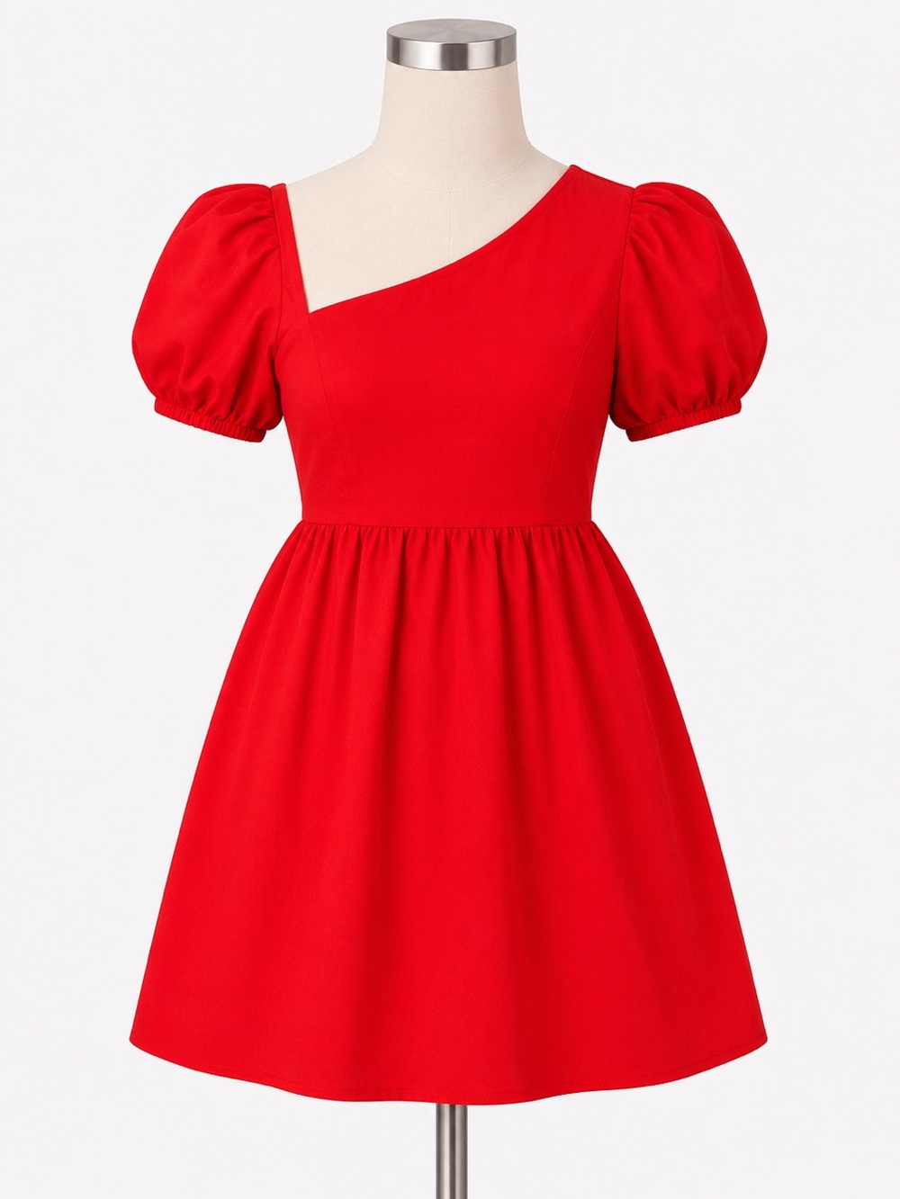 Park & Fifth Red Puff Sleeve Mini Dress Spring Wedding Guest Cottagecore Large